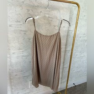 Tan and black dot mini dress. Size large.